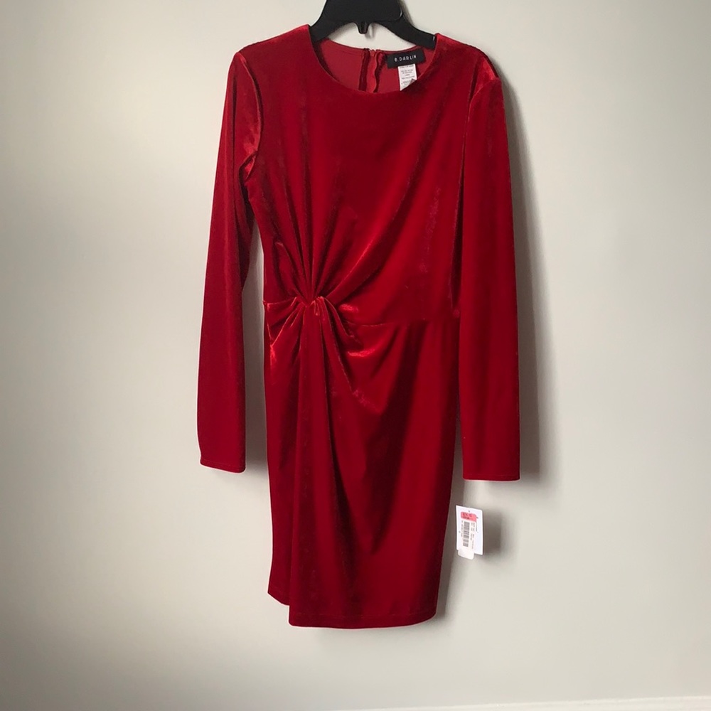 velvet wrap dress with ruched side in red